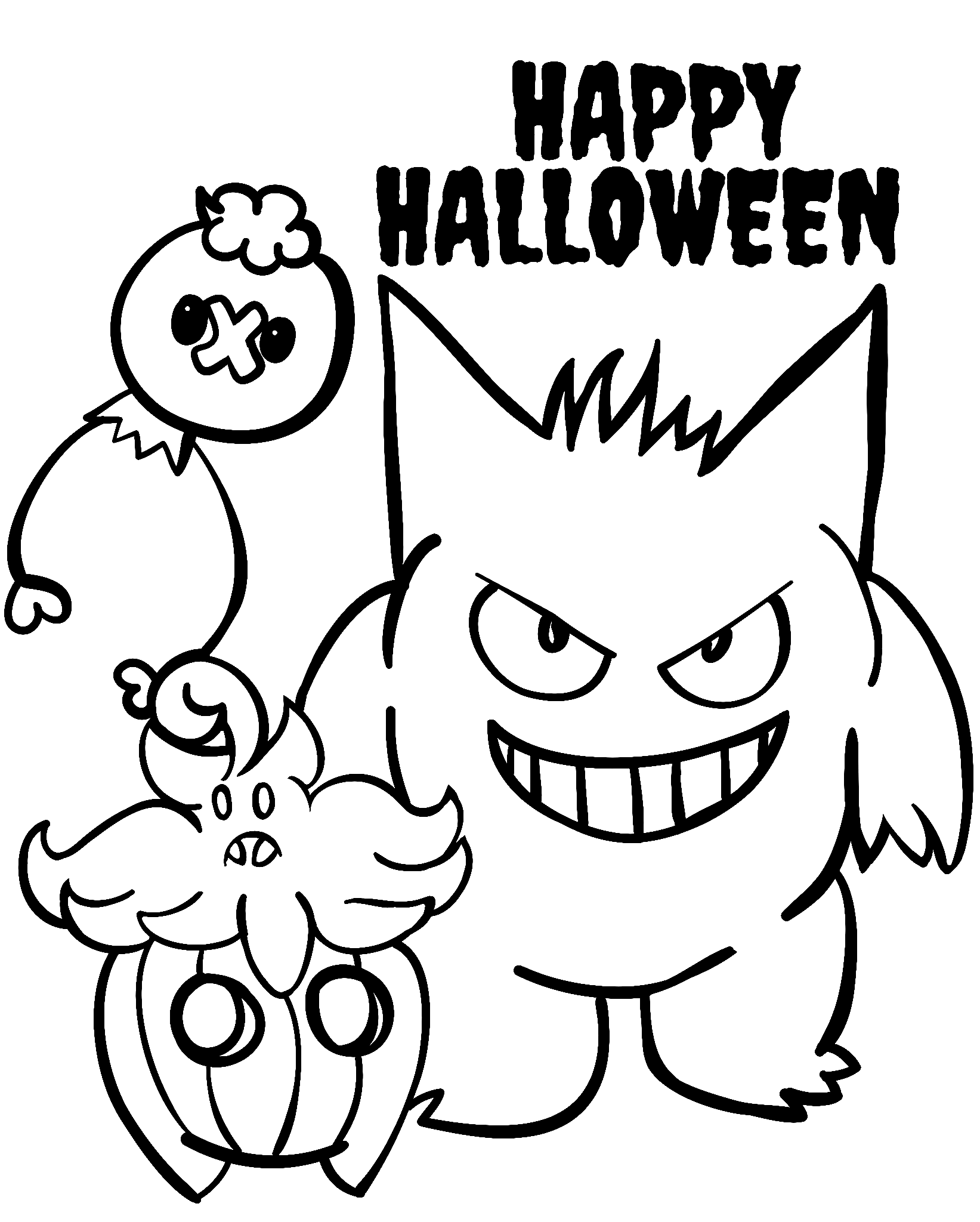 Pagina da colorare di Halloween di Pokemon gratis