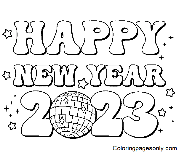 Free Printable 2023 Happy New Year Coloring Page