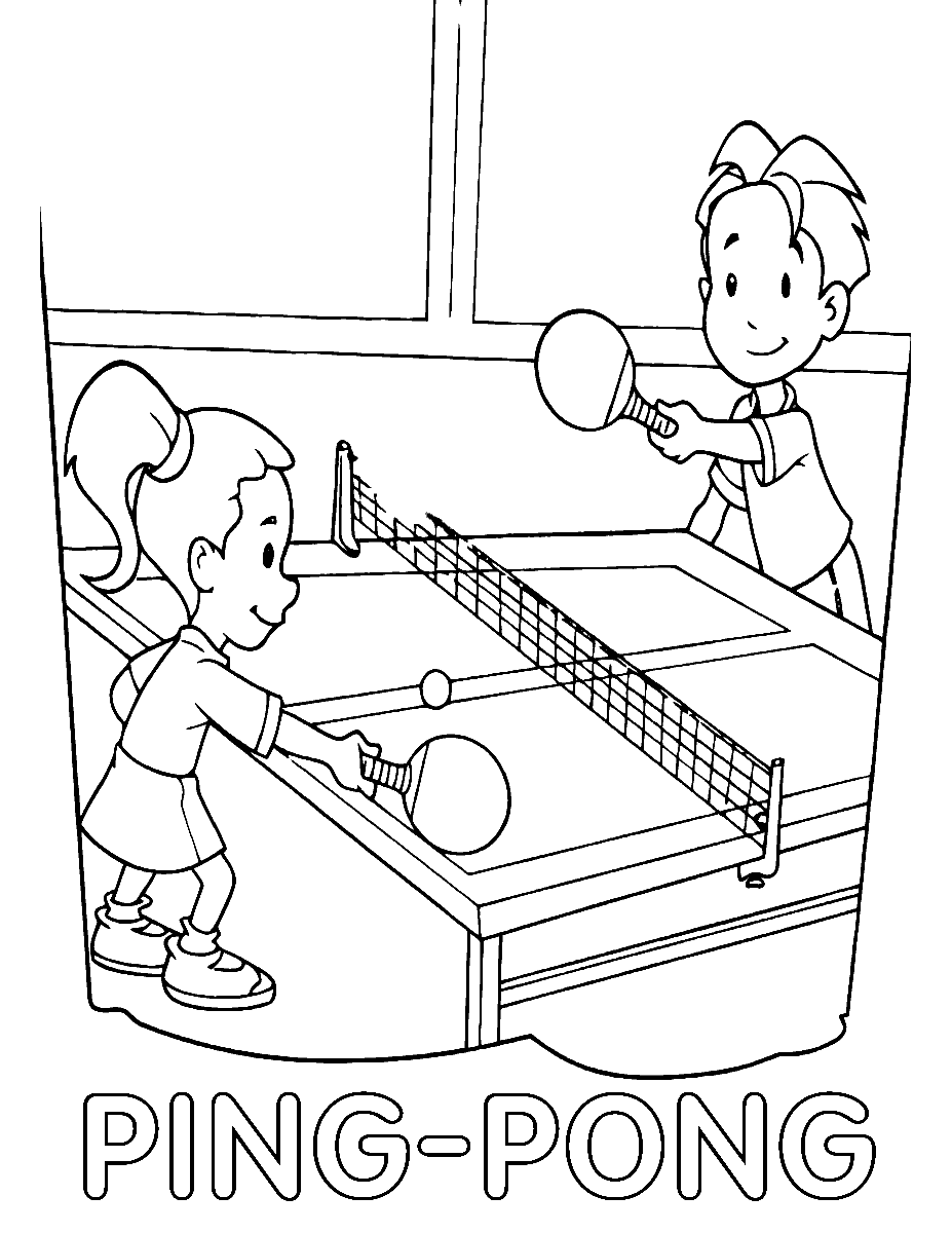 Раскраска Пинг-понг для печати бесплатно