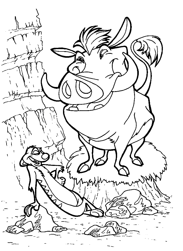 Free Printable Timon and Pumbaa Coloring Page