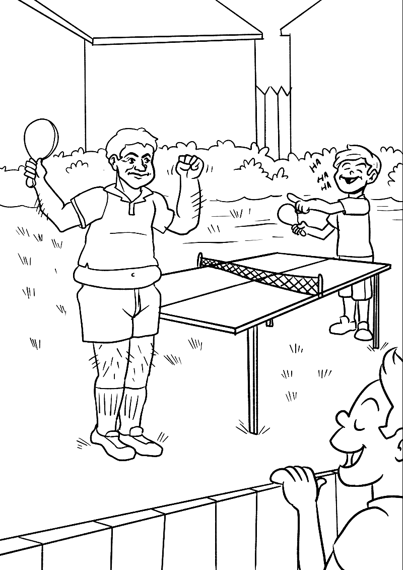 Funny Ping Pong Coloring Page