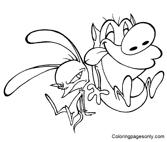 Funny Ren And Stimpy Coloring Page