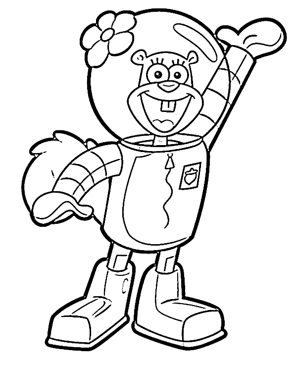 Funny Sandy Cheeks from SpongeBob Coloring Page