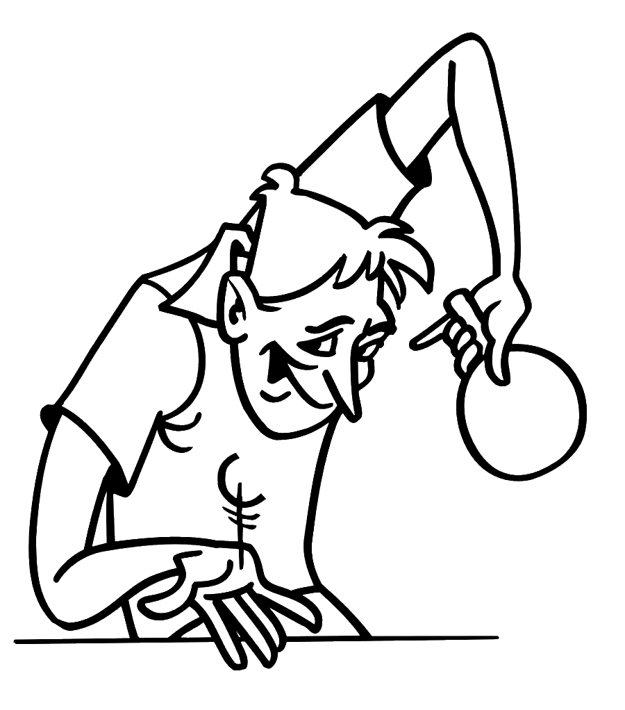 Funny Table Tennis Coloring Page