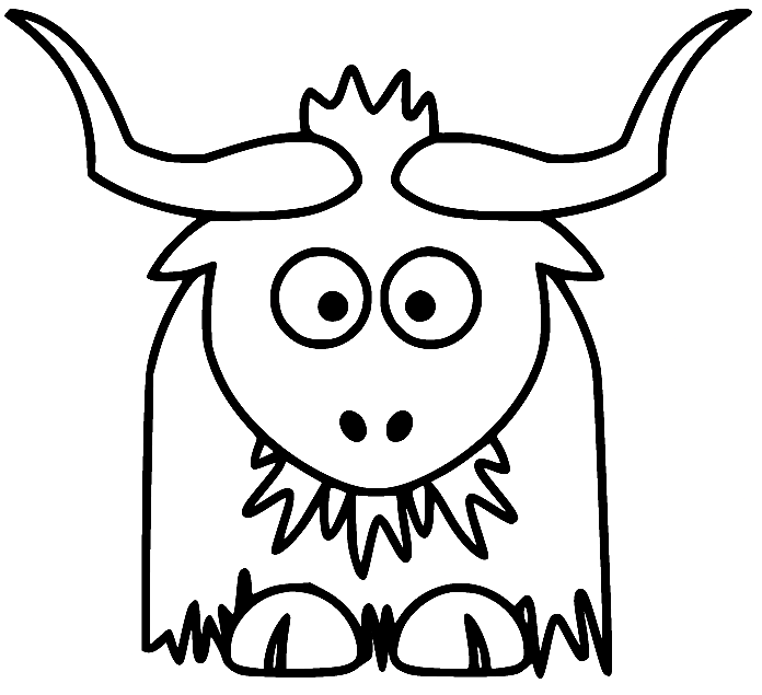Funny Yak for Kids Coloring Page