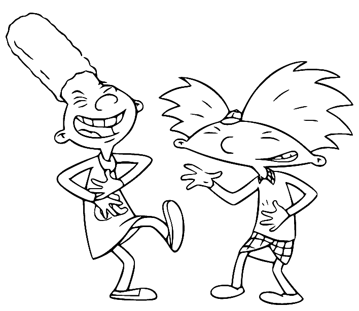 Gerald and Arnold Laughing Coloring Page