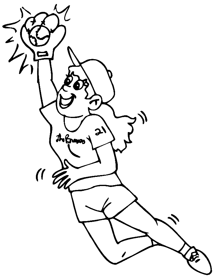 Девушка ловит софтбол из софтбола