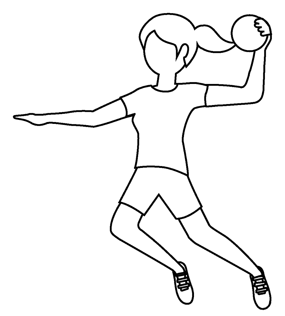 Coloriage de fille jouant au handball