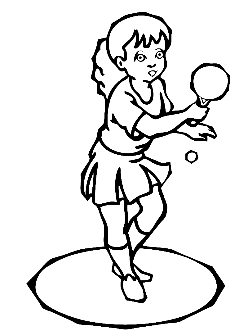 Girl Playing Table Tennis Coloring Page