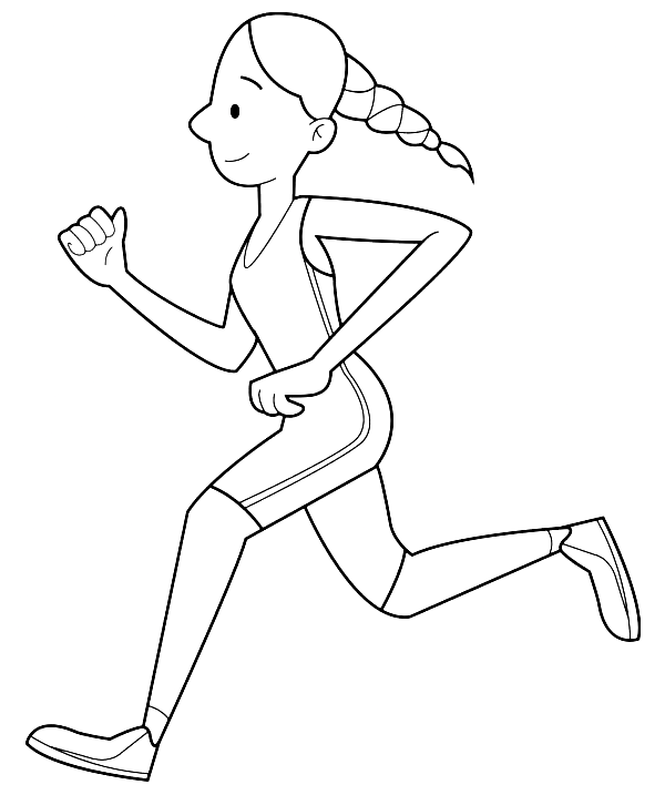 Girl Running Coloring Page