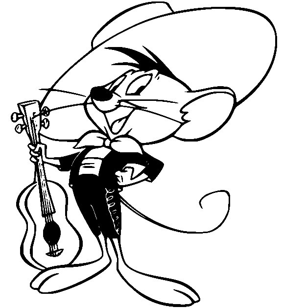 Gonzales Holds a Guitar Coloring Page