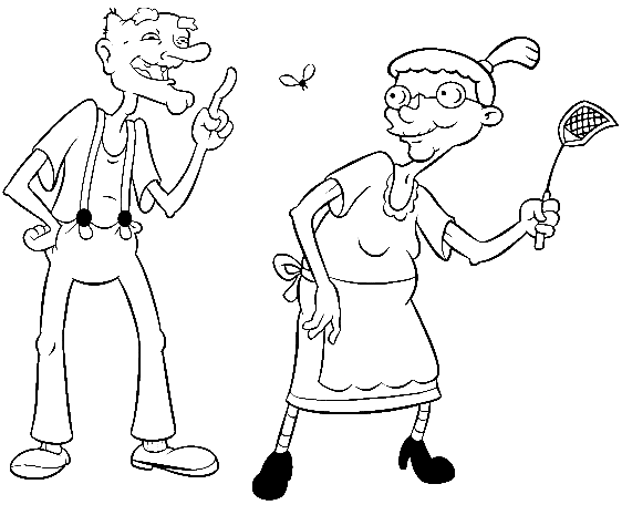 Grandpa Phil And Grandma Gertie Hey Arnold Coloring Page
