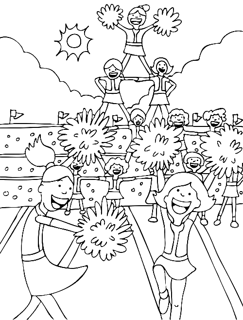 Group of Cheerleaders Coloring Pages