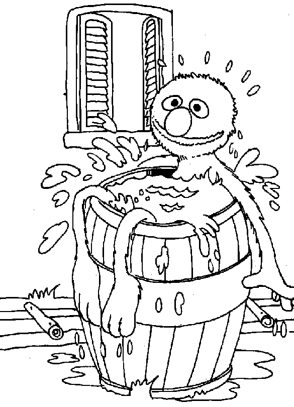 Grover en barril de agua de Grover