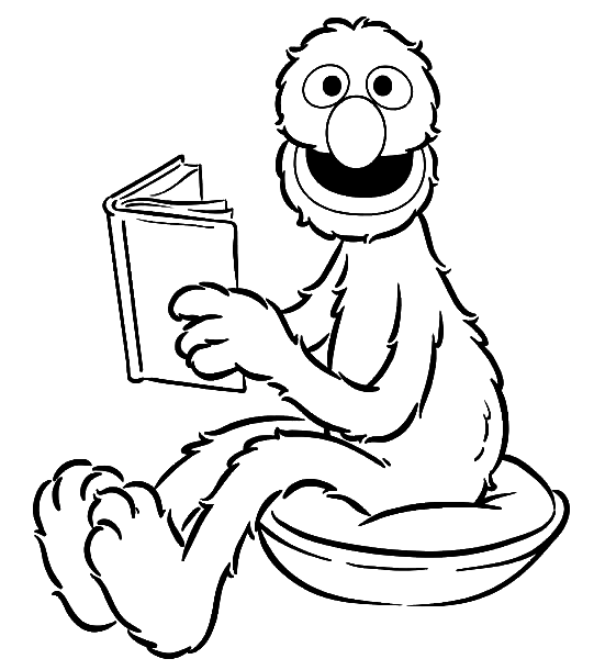 Grover Reading Book Coloring Page