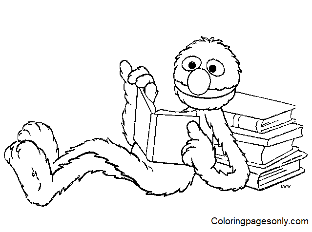 Grover Reading Coloring Page