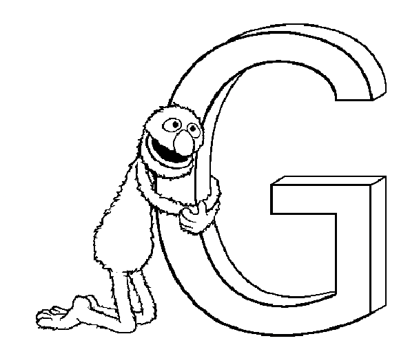 Grover with Letter G Coloring Page