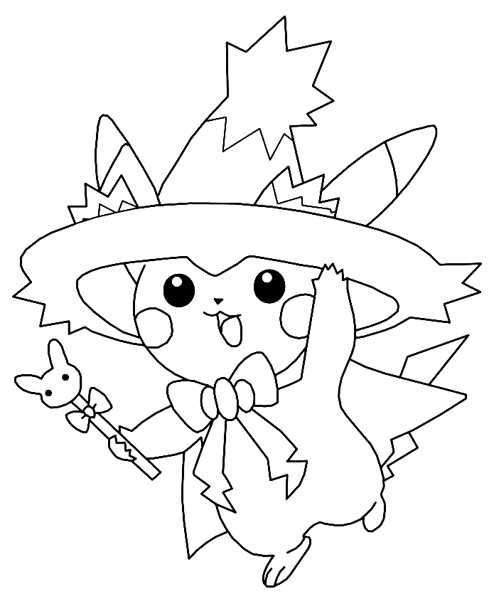 Halloween Pokemon Pikachu Wizard Coloring Pages