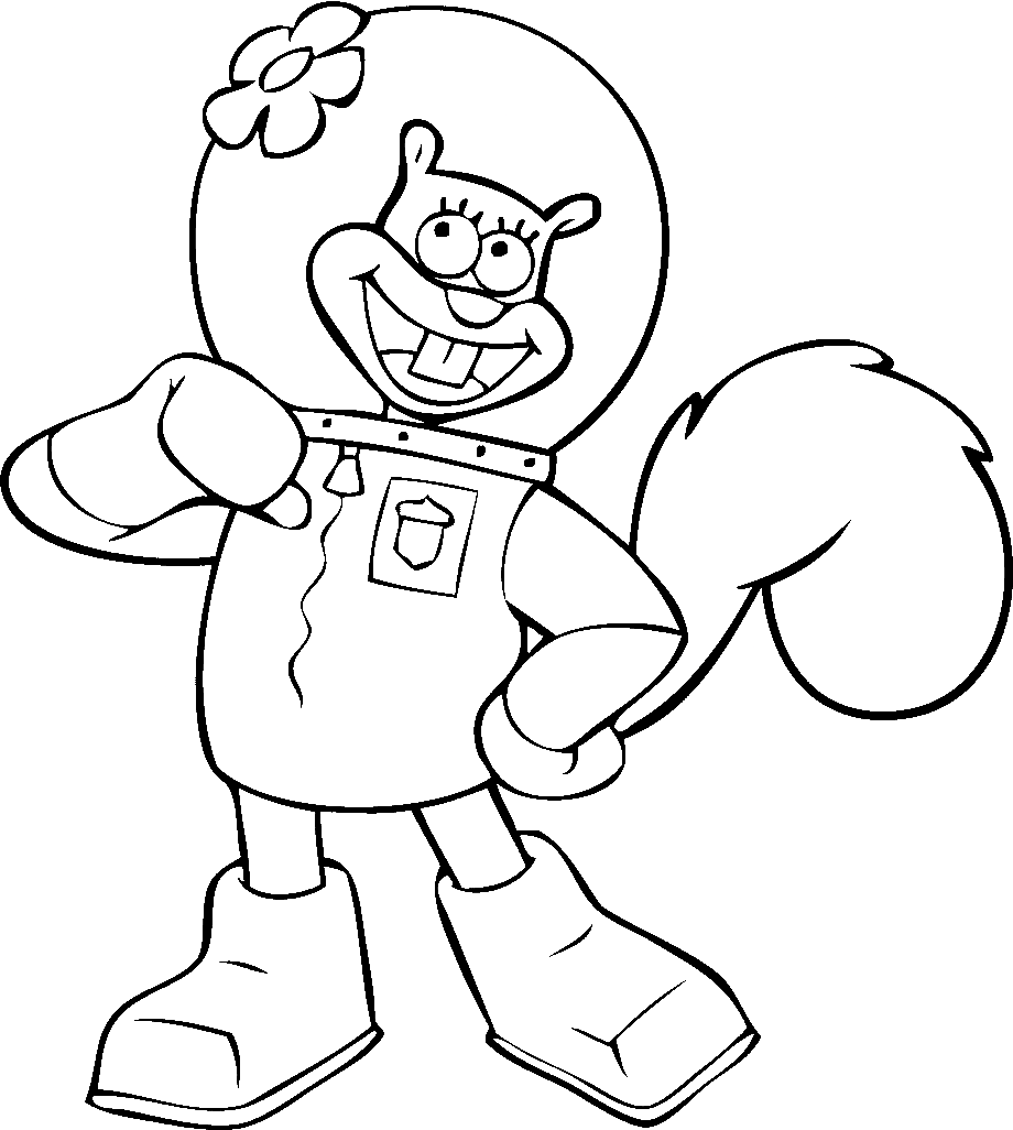 Happy Sandy Cheeks for Kids Coloring Page