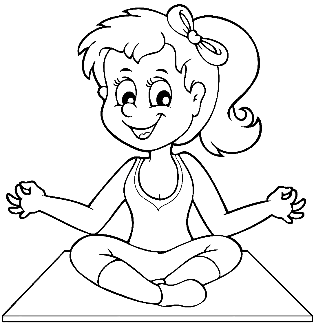 Раскраска Счастливая девушка-йога