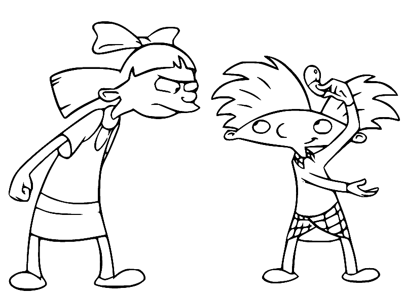 Helga and Arnold Coloring Page