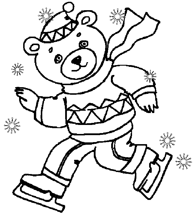Раскраска Медведь на коньках