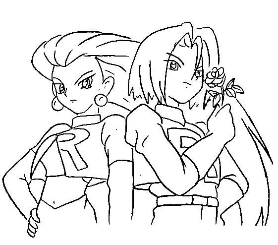 Jessie with James Team Rocket Coloring Page