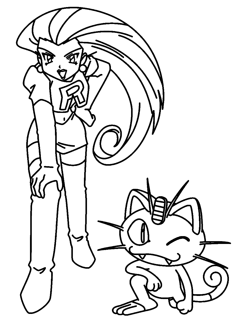 Jessie con Meowth del Team Rocket