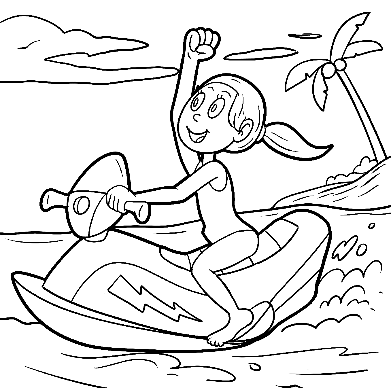 水上运动中的摩托艇女孩