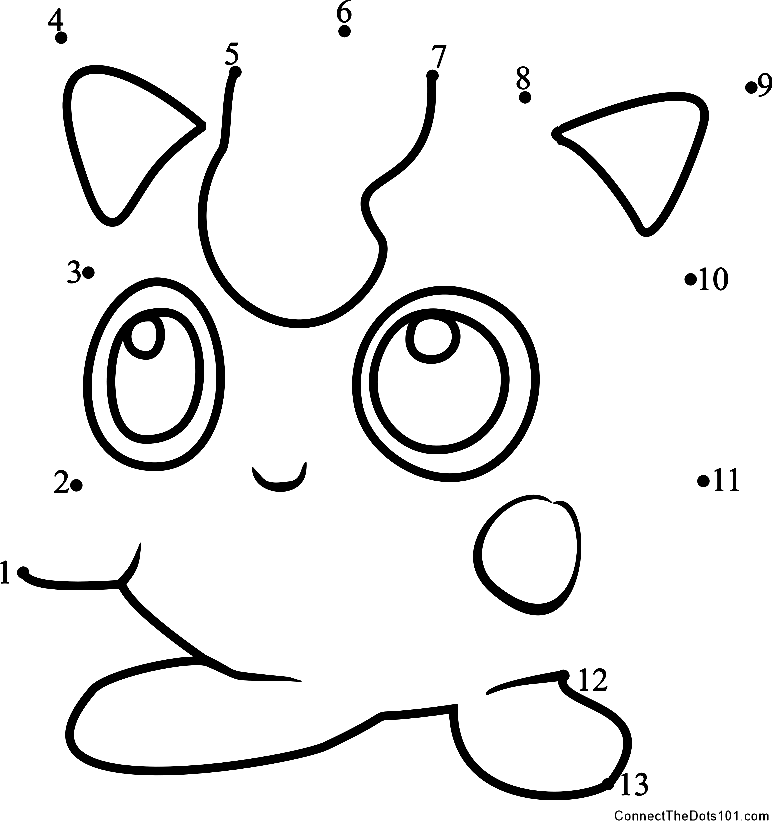 Jigglypuff dot to dot Coloring Pages