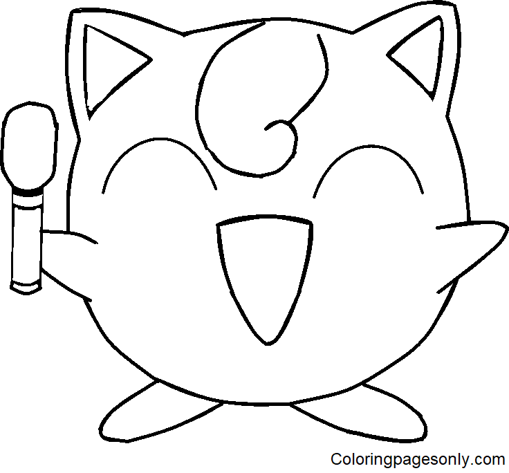 Jigglypuff with Mic Coloring Page
