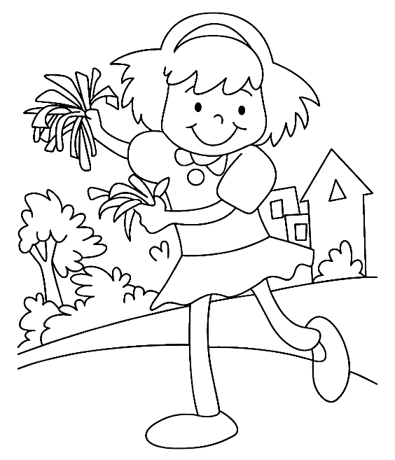 Little Cheerleader Coloring Page