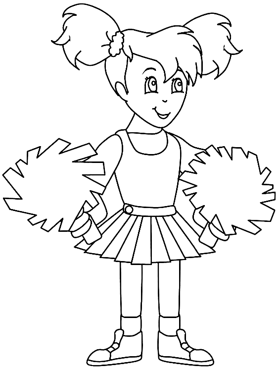 Little Girl Cheerleading Coloring Page