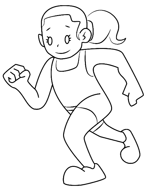 Little Girl Running Coloring Page