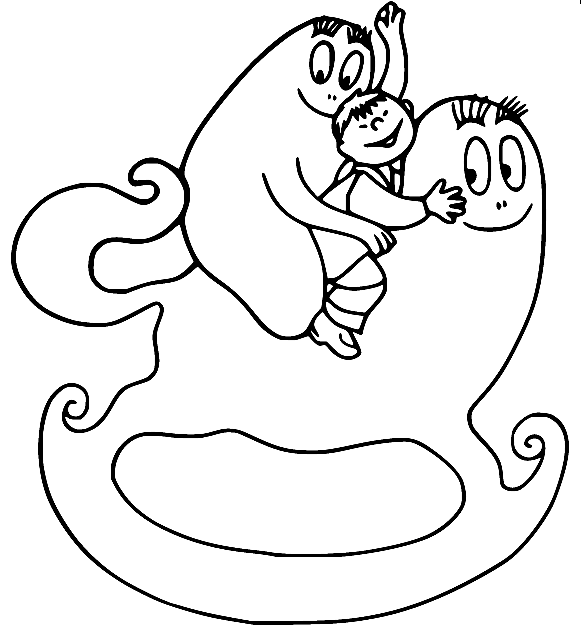 Little Kid Playing with Barbapapa Coloring Page