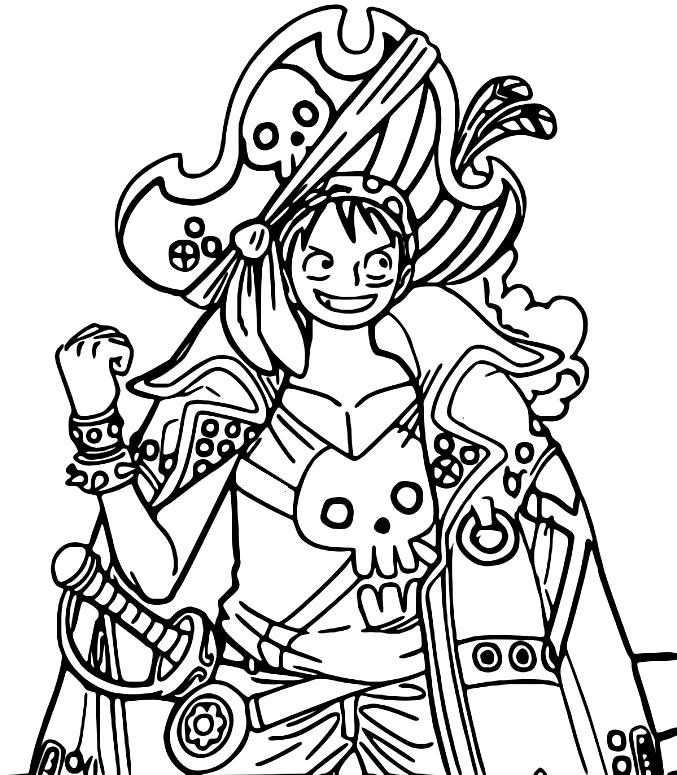 Луффи One Piece Red Coloring Page