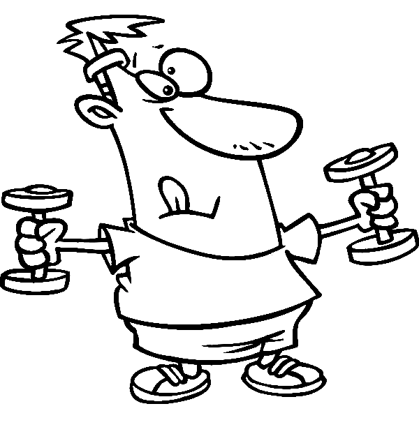 Man With Dumbells Coloring Page