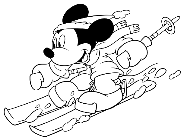 Mickey esquiando de deportes de invierno