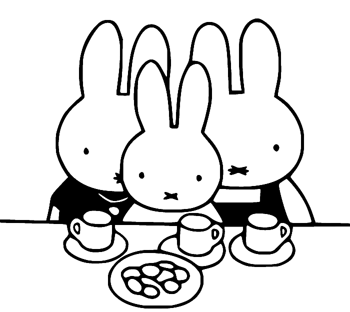 Miffy Family Having Afternoon Tea Coloring Pages