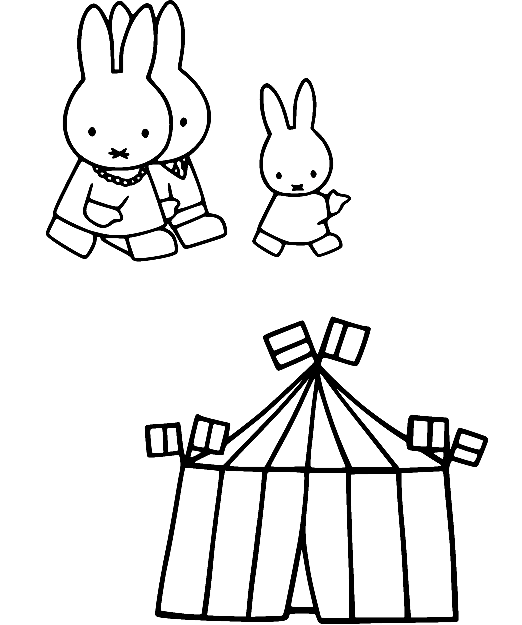 Miffy Family and a Ten Coloring Page