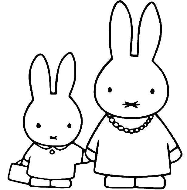 Miffy Goes out with Mom Coloring Page