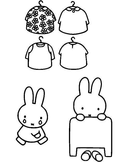Miffy Has Many Beautiful Clothes Coloring Page