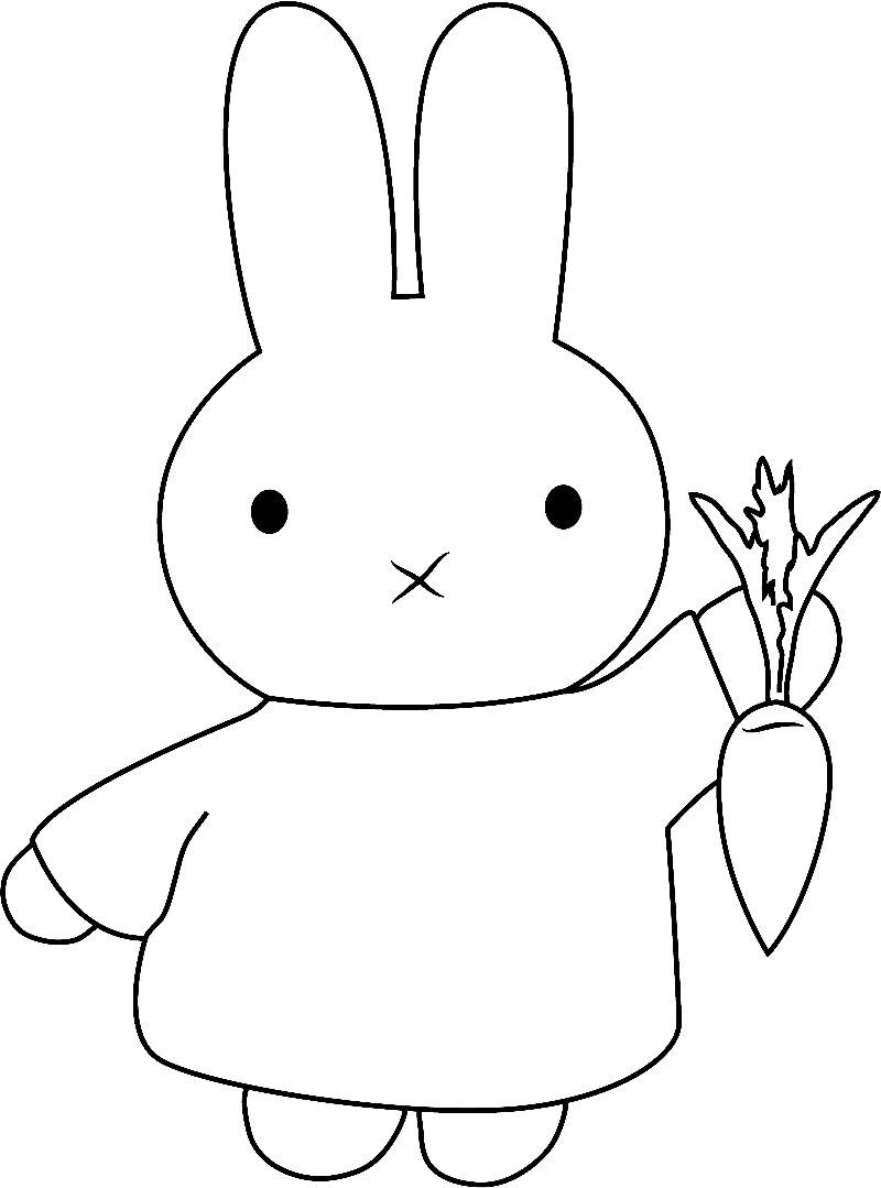 Miffy tiene in mano una carota da Miffy