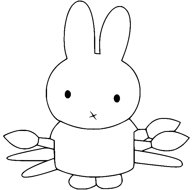 Miffy Holds Some Brushes Coloring Page