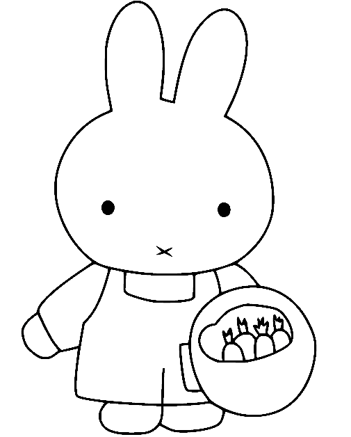 Miffy tiene in mano un cesto di carote di Miffy