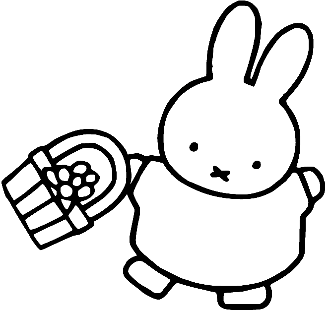 Miffy Holds a Basket of Flowers Coloring Page