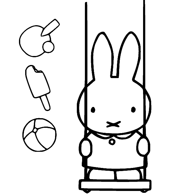 Miffy Playing Swing Coloring Page