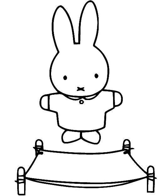Miffy Playing Trampolin Coloring Page