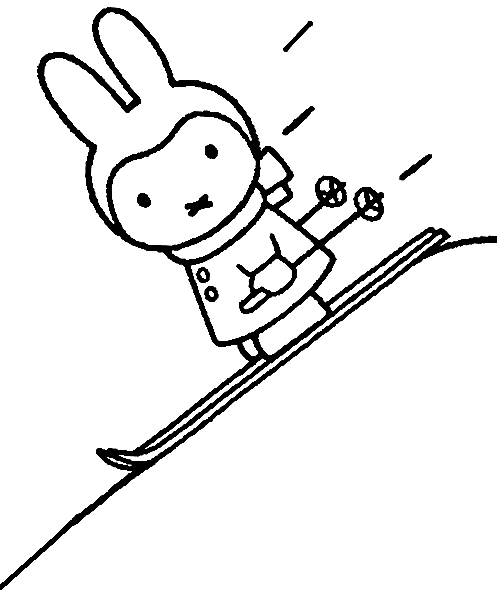 Miffy Skiing Coloring Page