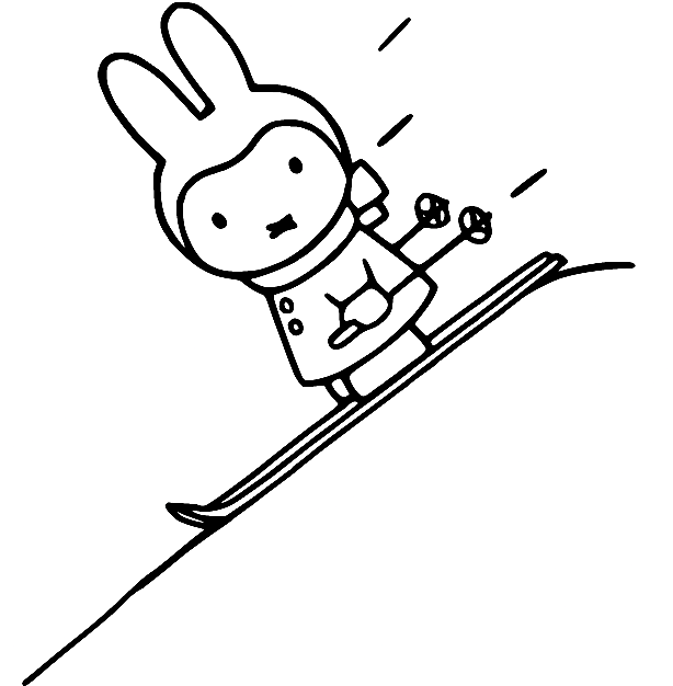 Miffy Skiing Coloring Page